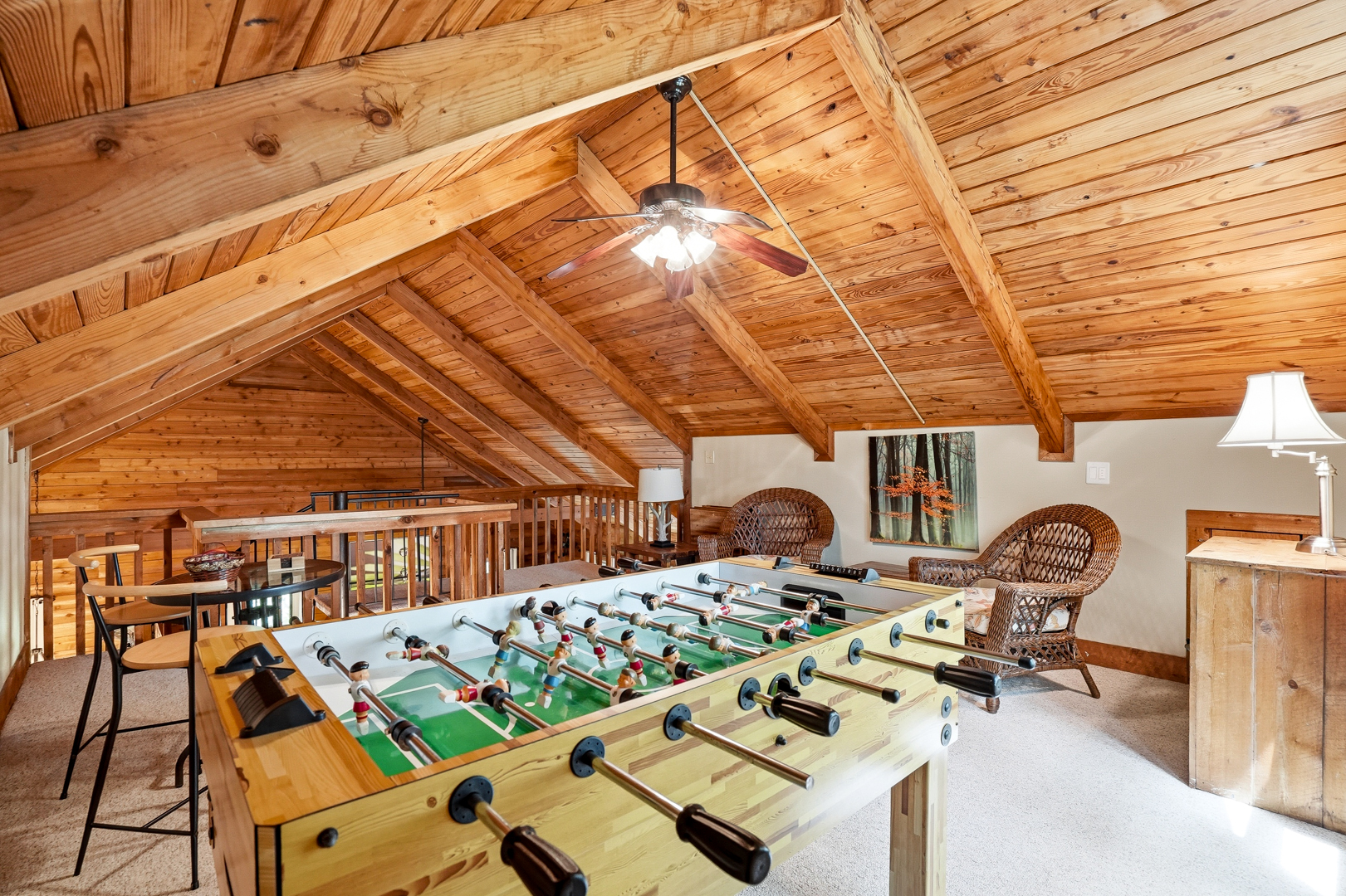 Loft game room with foosball table